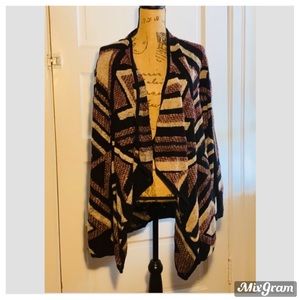 Lucky Brand Open sweater fuzzy cardigan boho